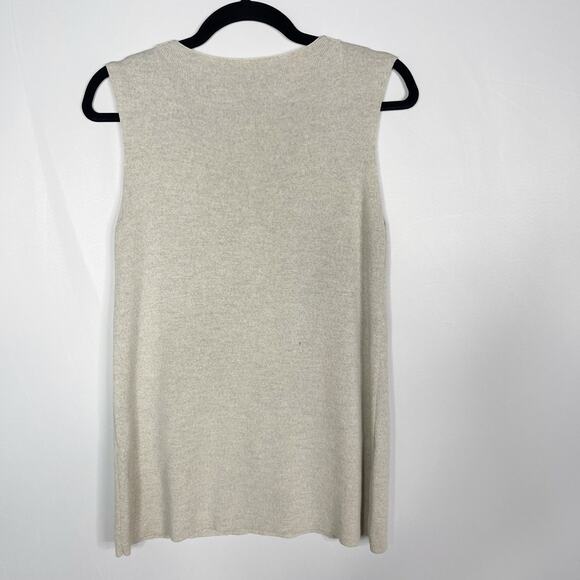 Eileen Fisher PS Petite Small Cream Wool Sleeveless Tunic Top Crew Neck F17CW - Picture 2 of 8